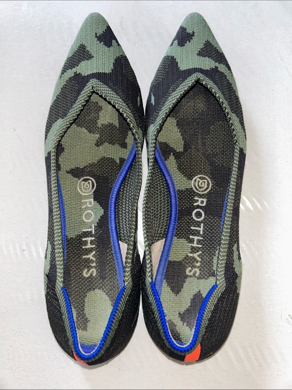 Rothy's The Point Pointed Toe Flats Shoes Green Camouflage